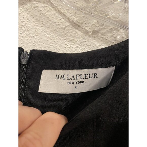 MM.LaFleur The Etsuko Dress Womens 2 Black Sheath 3/4 Sleeve Boat Neck Work Offi - Picture 3 of 4